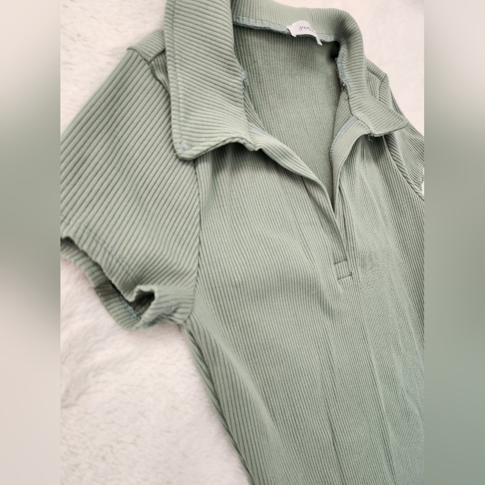 Sage Ribbed Mini Dress - Picture 2 of 4